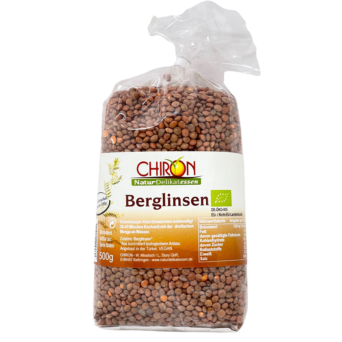 *MHD 29.10.2023* CHIRON Naturdelikatessen Bio Berglinsen kbA 500 Gramm