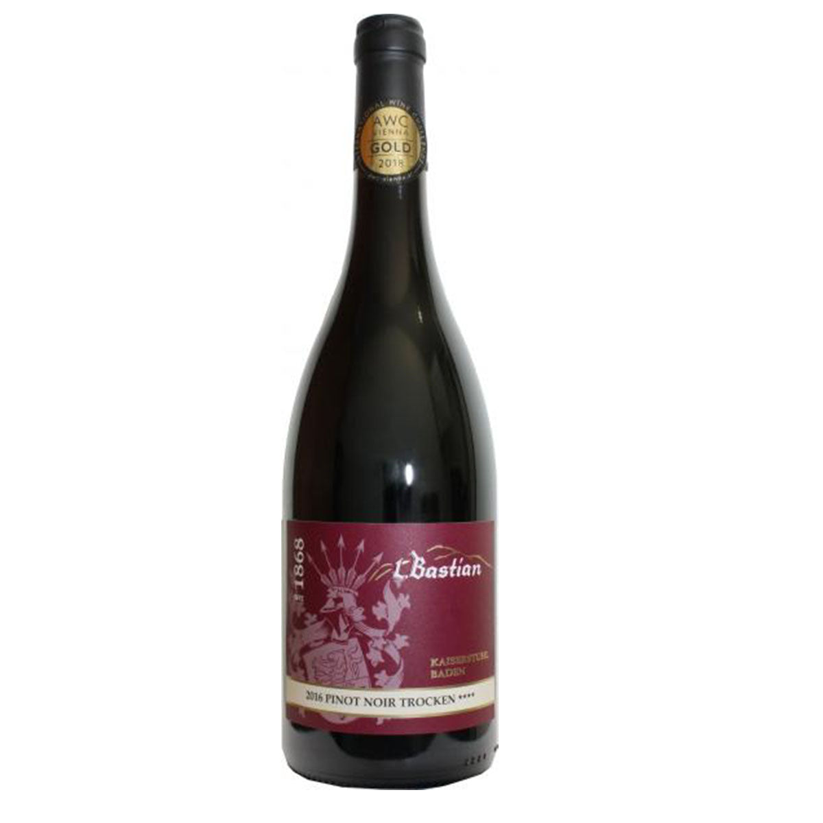 Weingut L. Bastian 2016 Pinot Noir trocken **** 0,75 Liter - Alkoholgehalt: 13,5 % vol