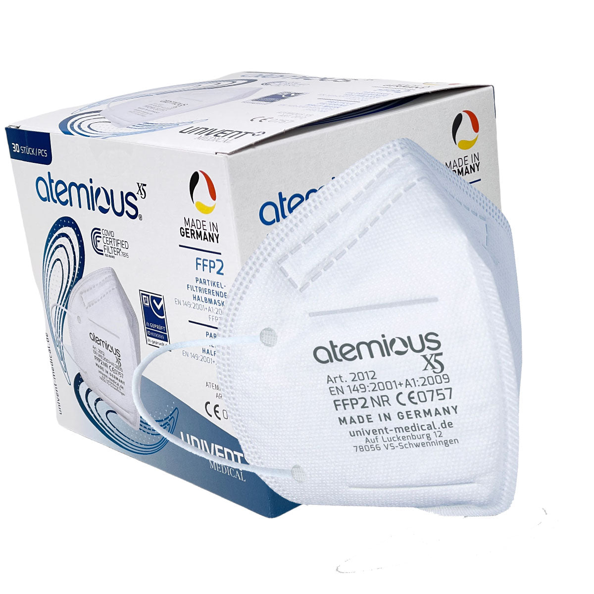 atemious X5 FFP2 Atemschutzmaske Made in Germany mit deutschem Zertifikat CE0757