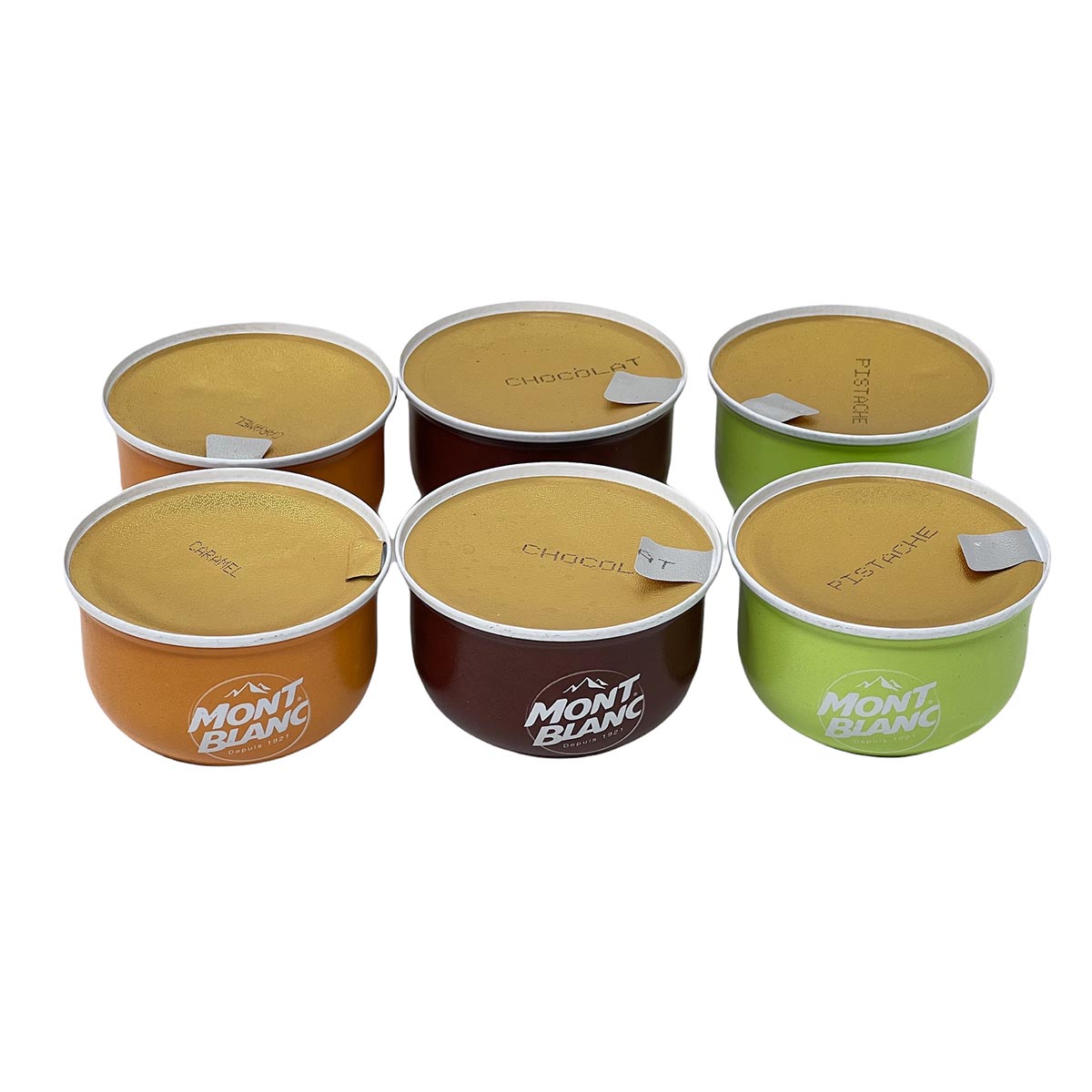 Mont Blanc Crème Dessert Set: Dreifacher Genuss in Schoko, Karamell & Pistazie