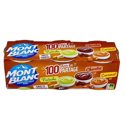Mont Blanc Crème Dessert Set: Dreifacher Genuss in Schoko, Karamell & Pistazie