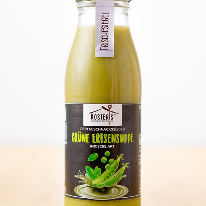Kösters Köstlichkeiten Grüne Erbsensuppe indische Art im Glas 480 ml hergestellt in Deutschland