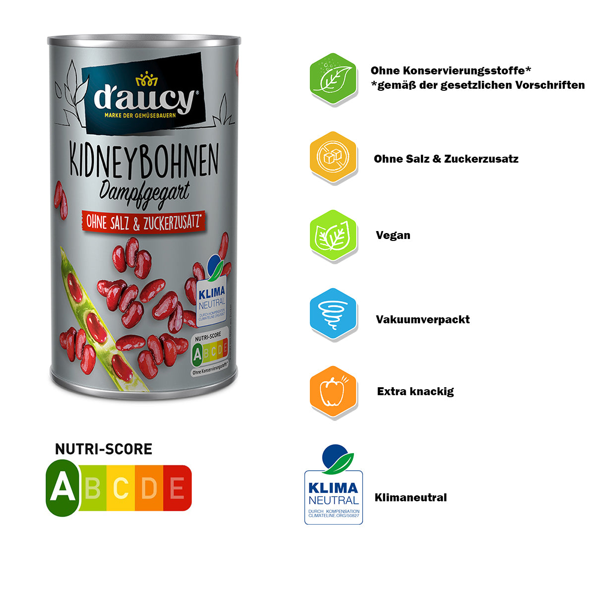 d'aucy Rote Kidneybohnen 6x285g – 100% natürlich ohne Salz und Zuckerzusatz