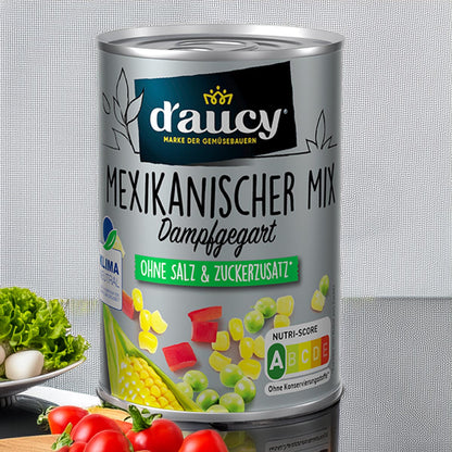 d'aucy Mexikanischer Mix - 100% ohne Salz und Zuckerzusatz,  12 x 110 Gramm Dose