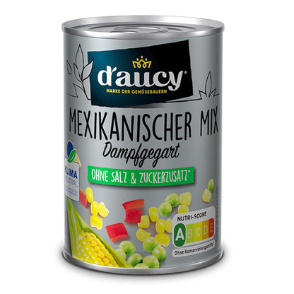 d'aucy Mexikanischer Mix - 100% ohne Salz und Zuckerzusatz,  12 x 110 Gramm Dose