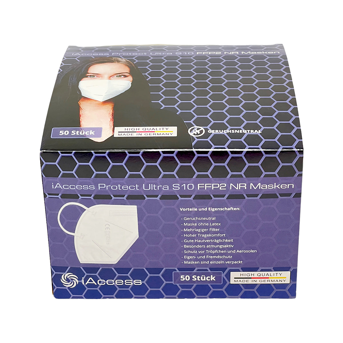 iAccess Protect Ultra S10 FFP2 NR Atemschutzmaske weiß 50 Stck. Made in Germany