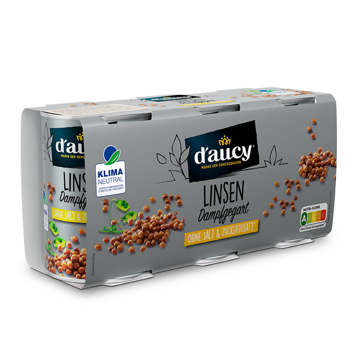 d'aucy Linsen - 100% ohne Salz & Zuckerzusatz, 4er Pack = 12 x 110g Dosen