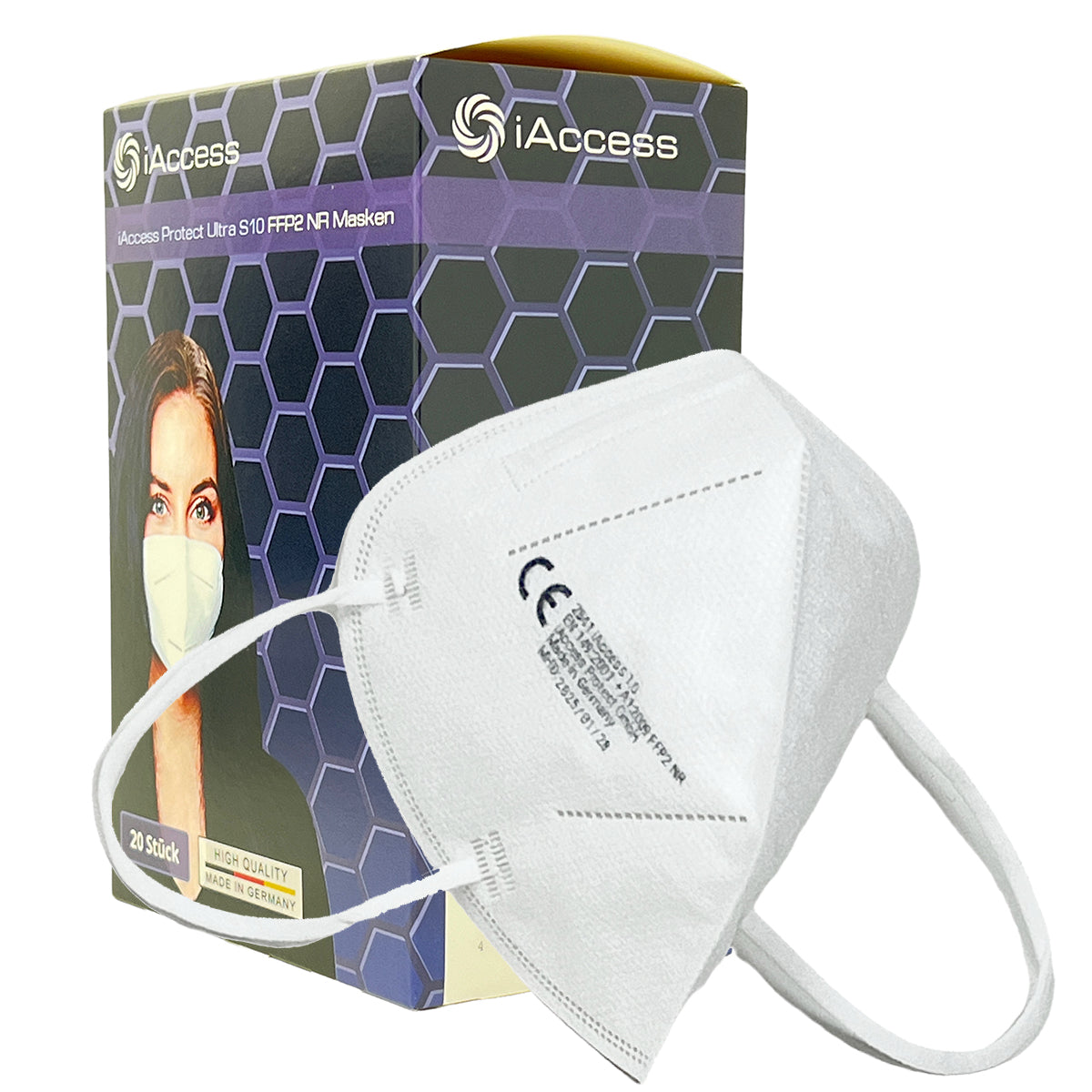 iAccess Protect Ultra S10 FFP2 NR Atemschutzmaske weiß 20 Stck. Made in Germany