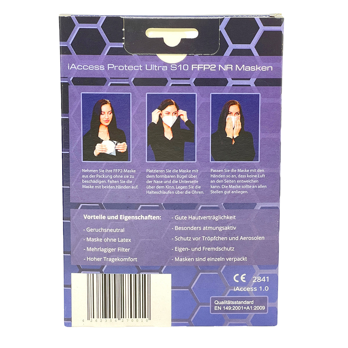 iAccess Protect Ultra S10 FFP2 NR Atemschutzmaske weiß 10 Stck. Made in Germany