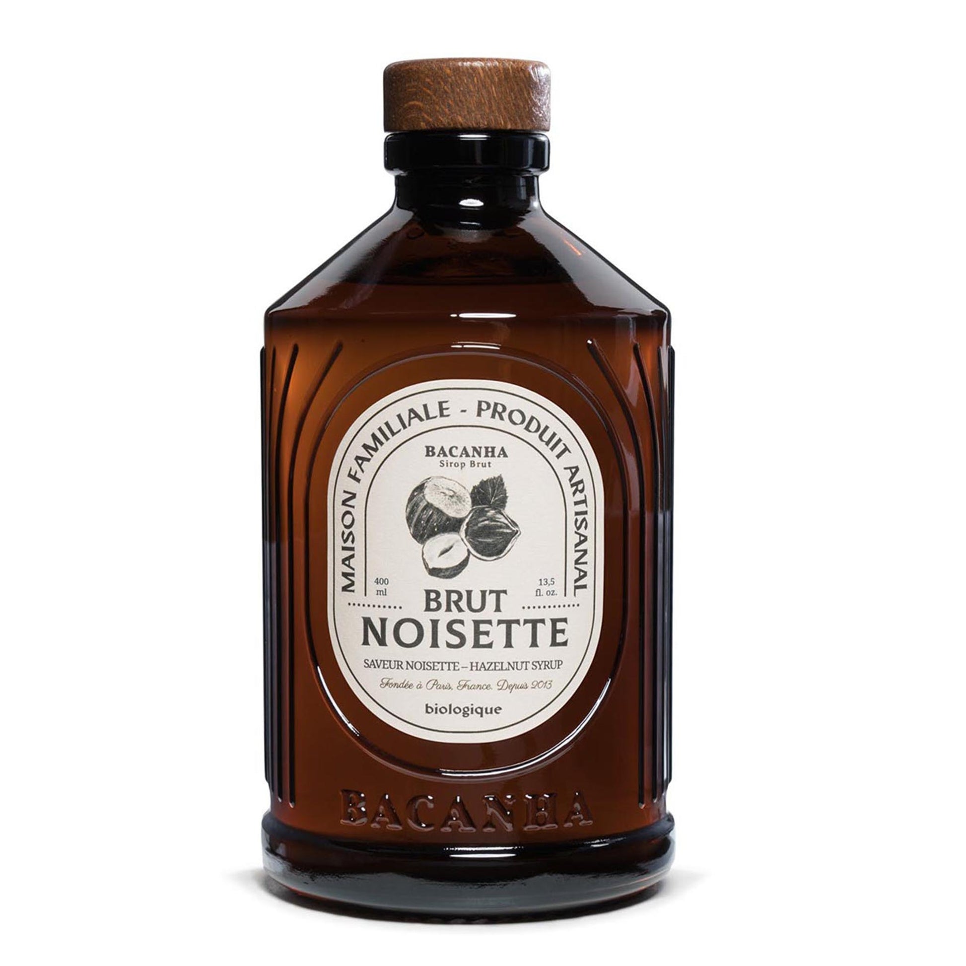 Bacanha Sirop Brut de Noisette Bio 400 ml – französischer Bio-Haselnuss-Sirup aus Bio-Rohrzucker in Glasflasche