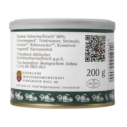 Erzeugergemeinschaft Schwäbisch Hall Echt Hällische Schinkenwurst in der Dose 200 Gr.