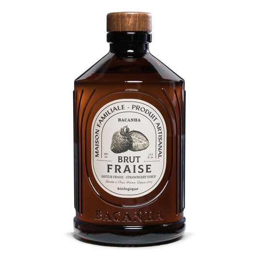 Bacanha Sirop Brut de Fraise Bio 400 ml – französischer Bio-Erdbeer-Sirup aus Bio-Rohrzucker in Glasflasche