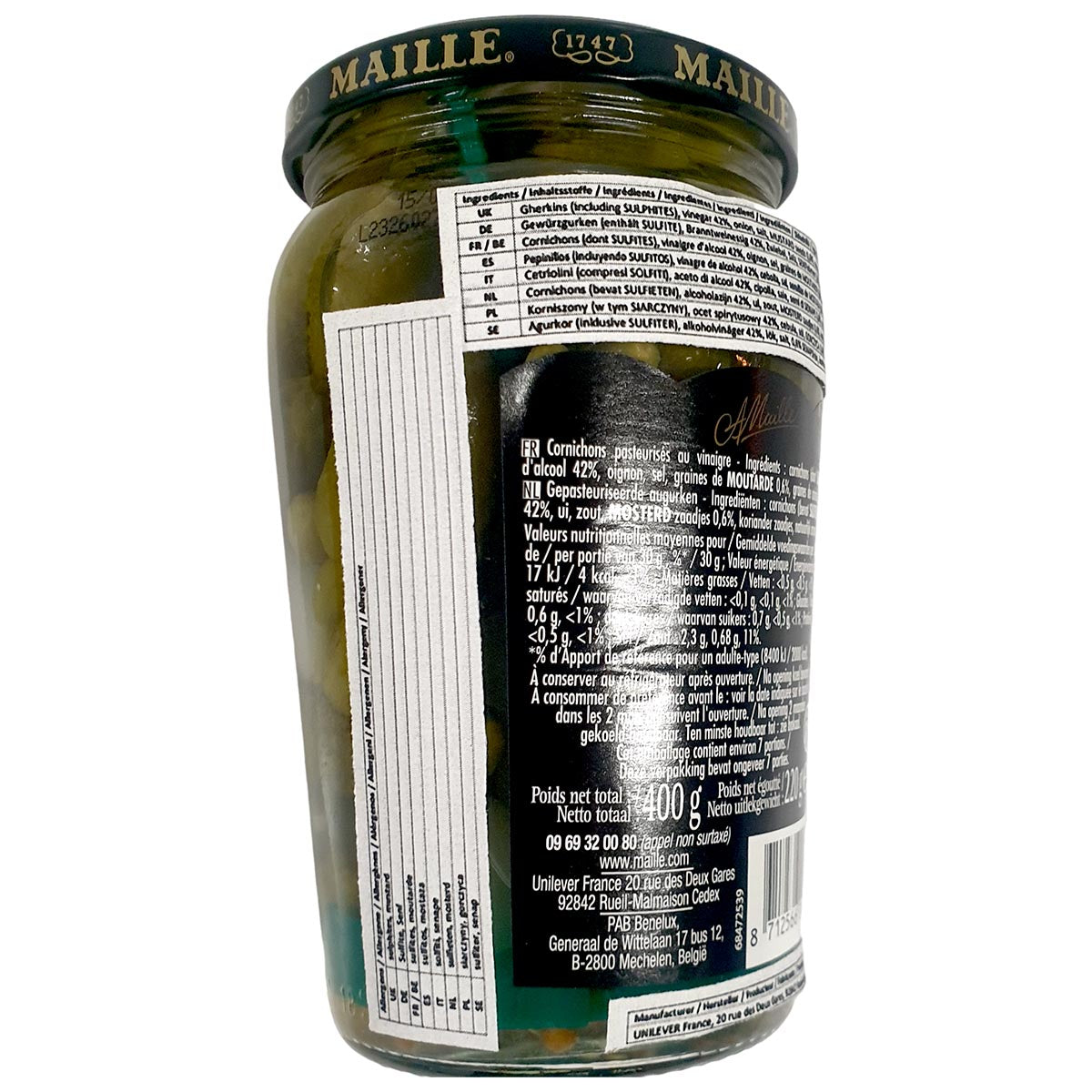 Maille Mini Gurken Cornichons Extra fein 12er Tray  12 x 400 Gr. Original