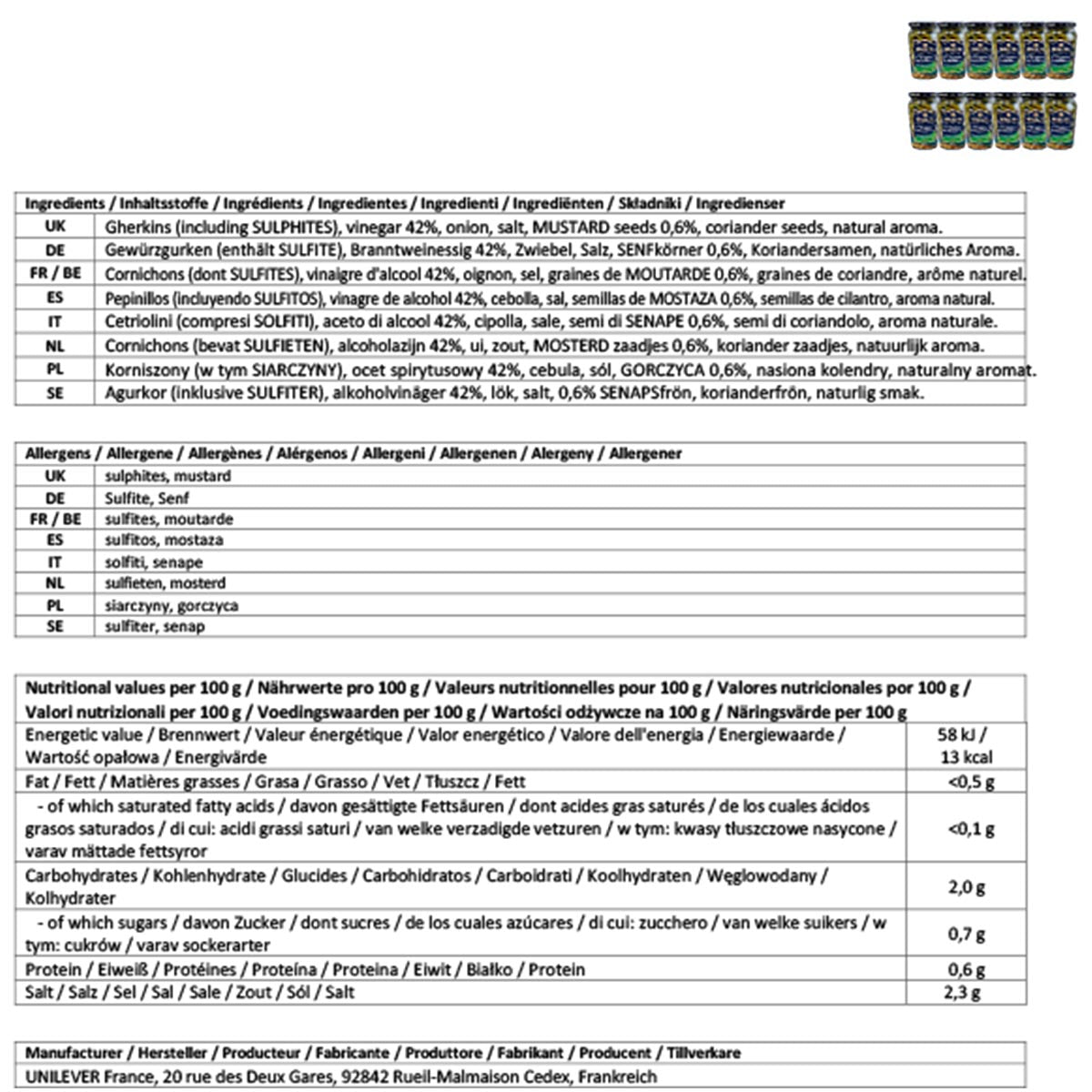 Maille Mini Gurken Cornichons Extra fein 12er Tray  12 x 400 Gr. Original