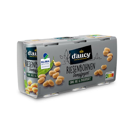 d'aucy Weiße Riesenbohnen - 100% ohne Salz & Zuckerzusatz 4er Pack = 12 x 110g Dosen