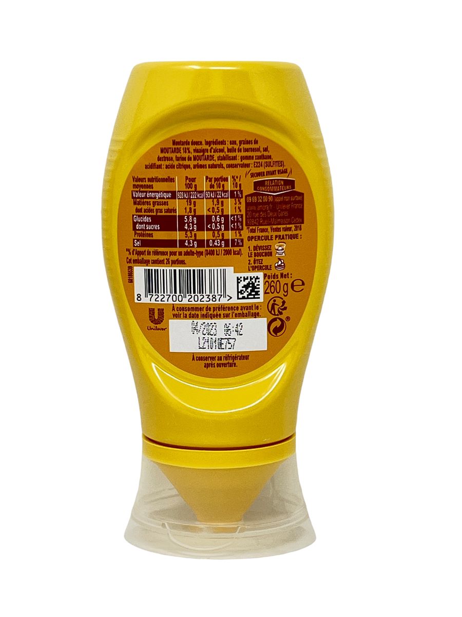 Amora Senf Fine & Douce 260g: Feiner Genuss in praktischer Dosierflasche