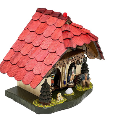 Schwarzwald Wetterstation aus Holz, handgefertigt, 22cm, Thermometer, Figuren