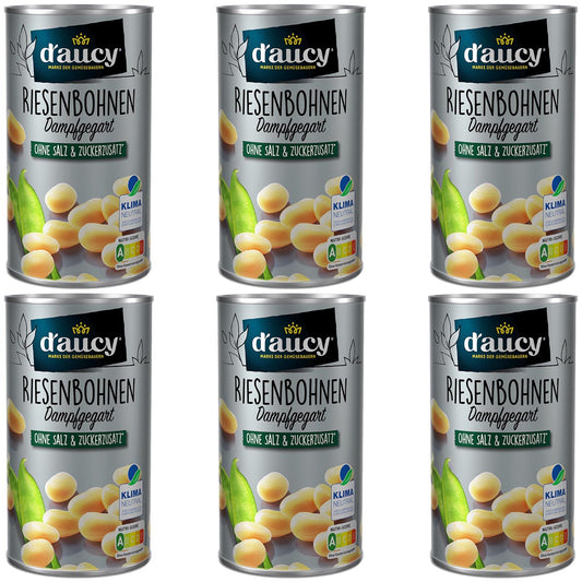 d'aucy Weiße Riesenbohnen - 100% ohne Salz/Zucker,   6 x 285g Dose