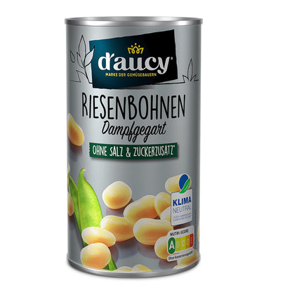 d'aucy Weiße Riesenbohnen - 100% ohne Salz/Zucker,   6 x 285g Dose