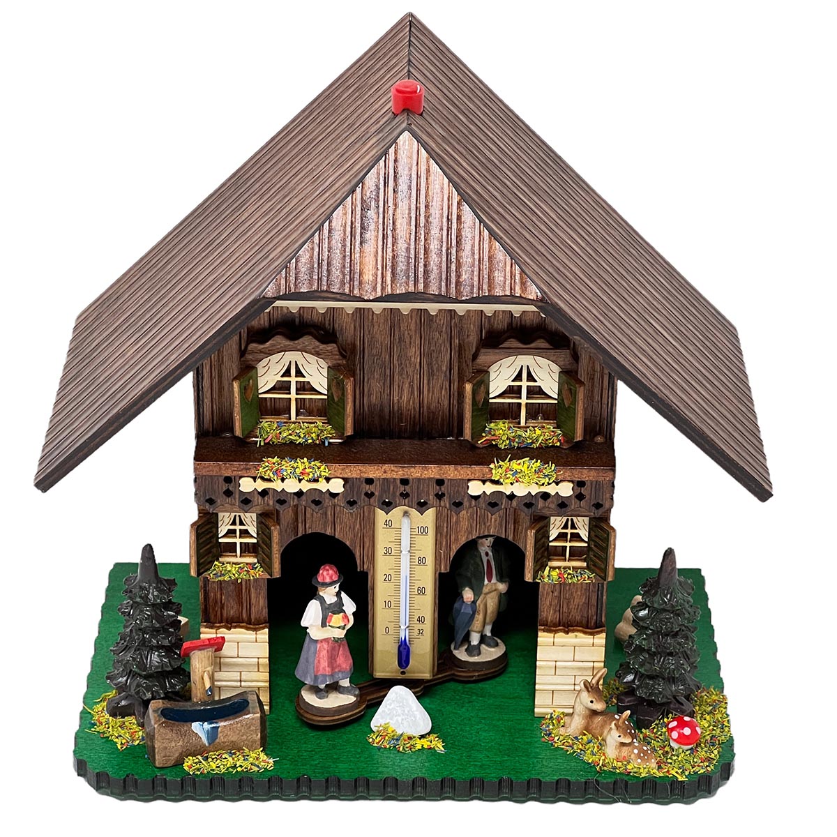 Erleben Sie Schwarzwald Tradition: Handgeschnitzte Wetterstation, 23 cm,