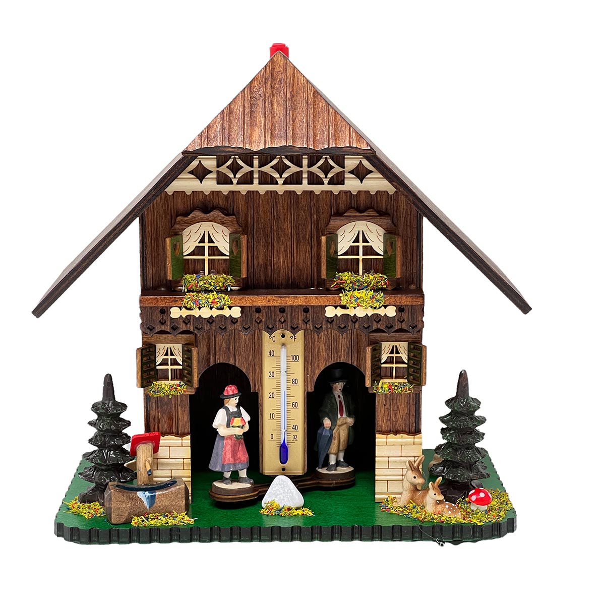 Erleben Sie Schwarzwald Tradition: Handgeschnitzte Wetterstation, 23 cm,