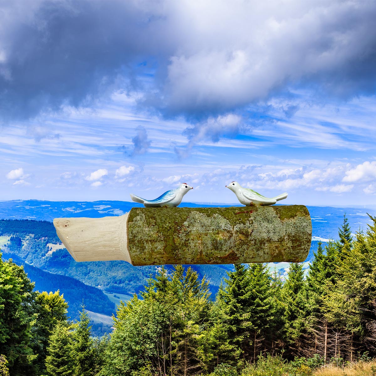 FeineHeimat Kuckuckspfeife aus Holz mit 2 Dekovögeln, aus dem Schwarzwald