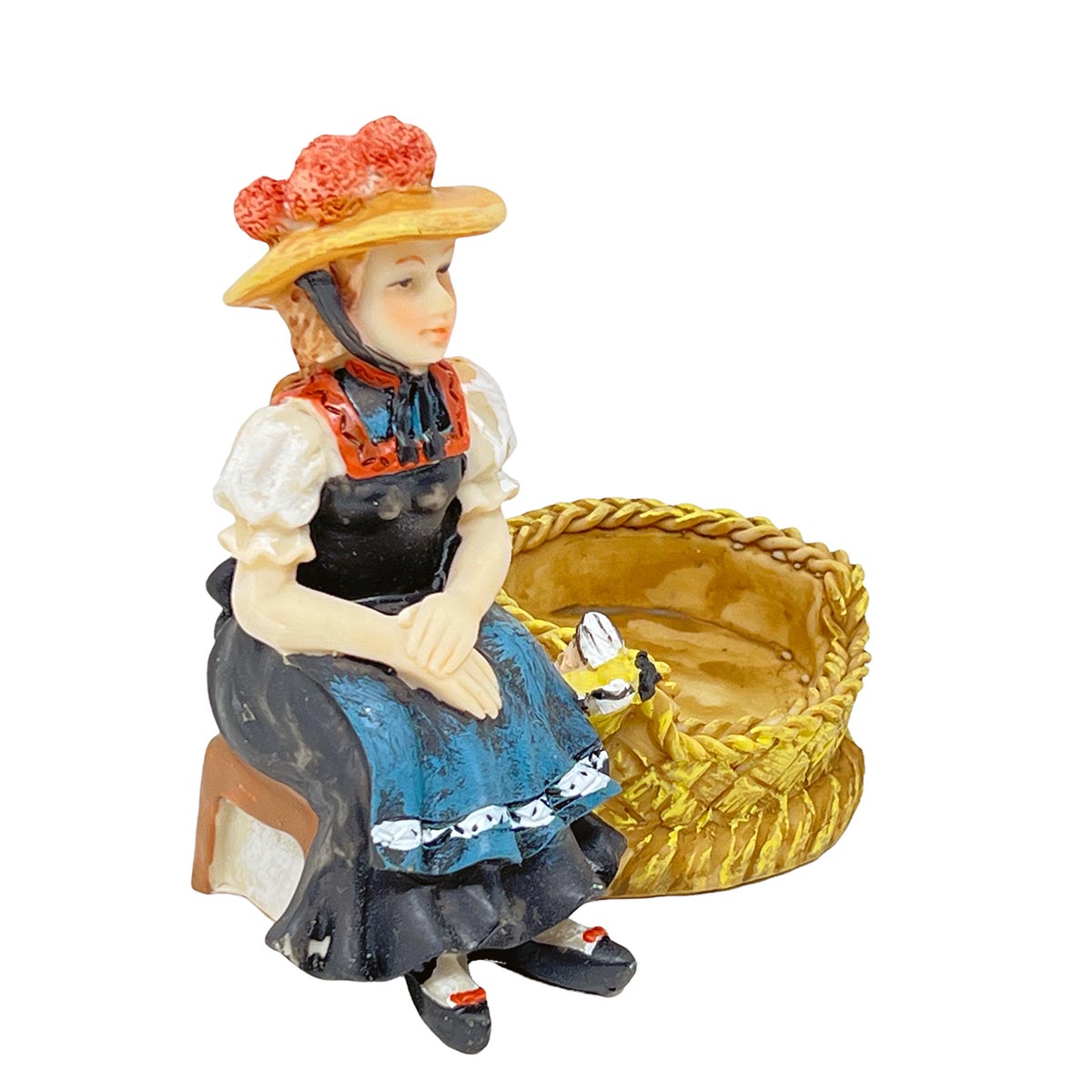 FeineHeimat Schwarzwälderin mit Bienenkorb - Dekofigur aus Steinharz, authentische Handarbeit