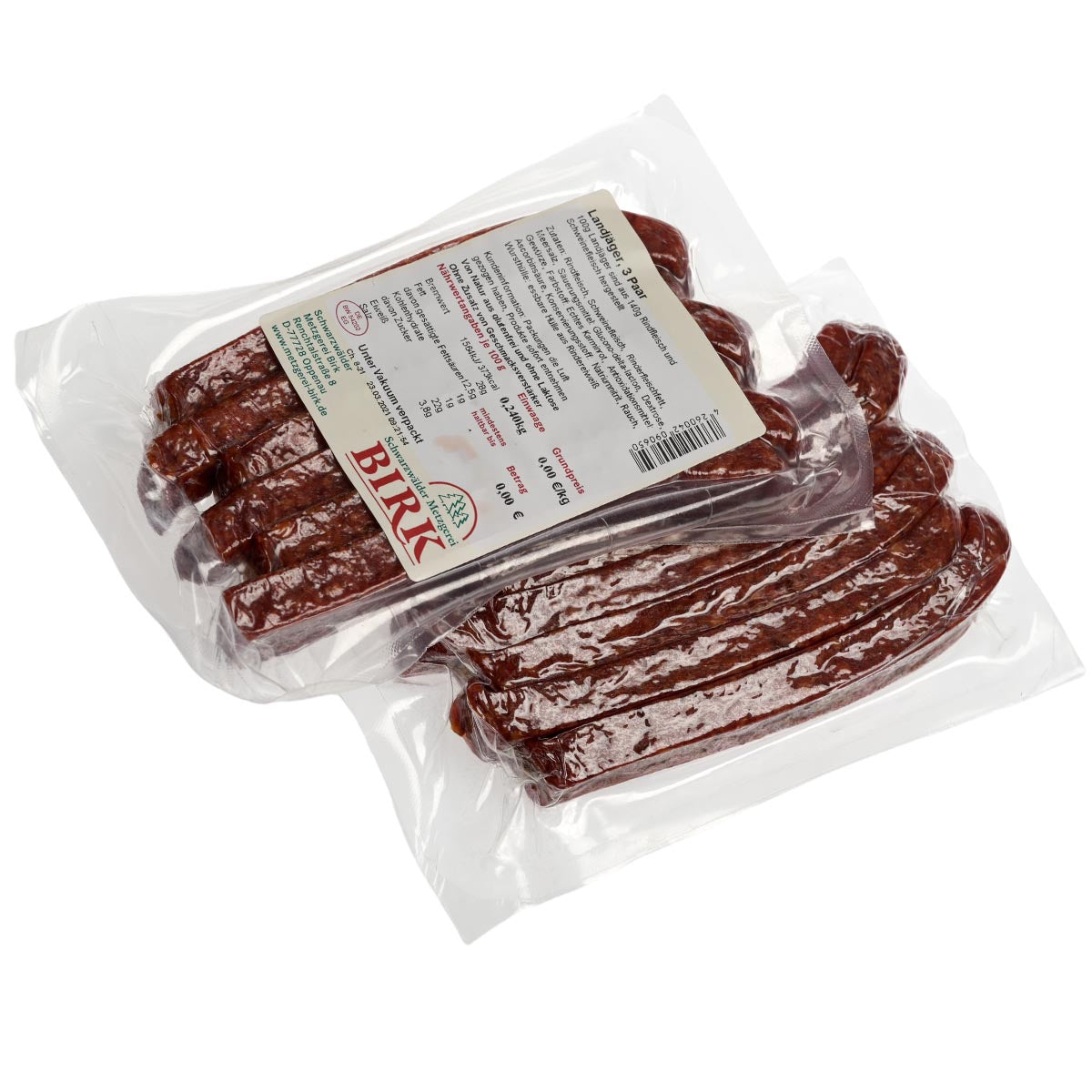 Genusspaket: Schwarzwälder Metzgerei Birk Landjäger - 3 Paar (6 Stk.)