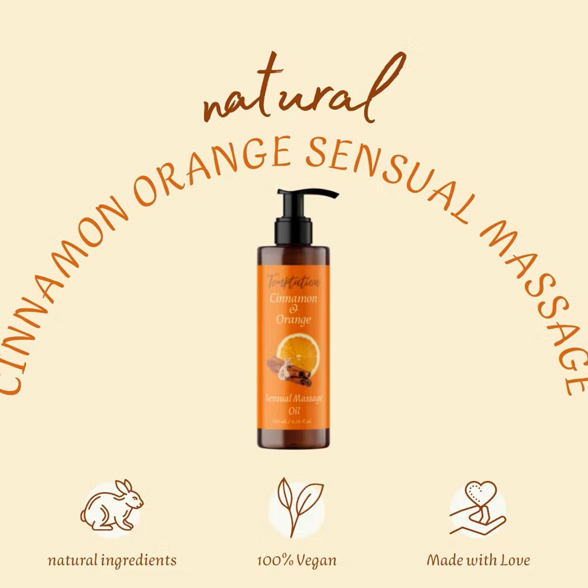 QKnatur Sinnliches Massageöl mit Orange-Zimt. Für alle Körpermassagen 200ml