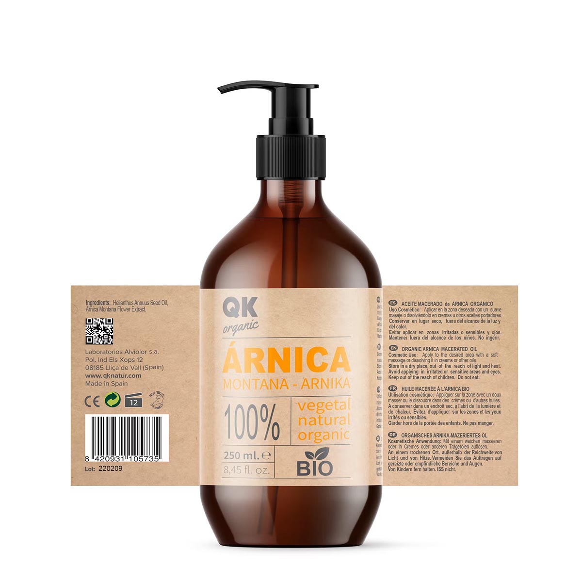 QKnatur ARNICA - Arnica Montana Mazeriertes Massage Öl 100% rein - BIO