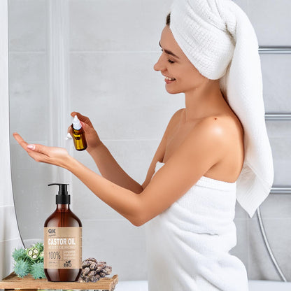 QKnatur Organisches Rizinöl für Haare, Haut, Wimpern, Augenbrauen, Bart und Nägel