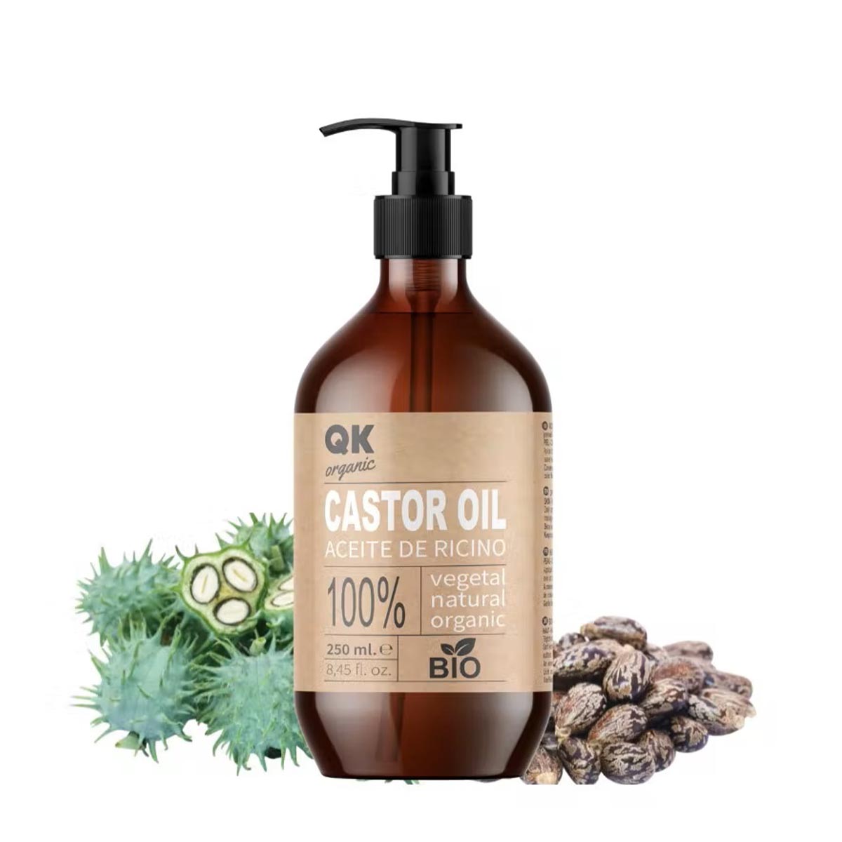 QKnatur ORGANISCHES RIZINÖL für Haare, Haut, Wimpern, Augenbrauen, Bart und Nägel