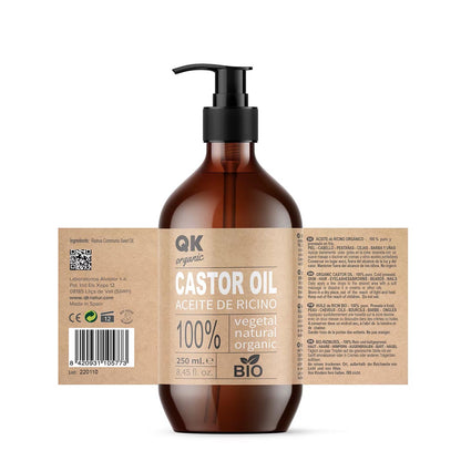 QKnatur ORGANISCHES RIZINÖL für Haare, Haut, Wimpern, Augenbrauen, Bart und Nägel