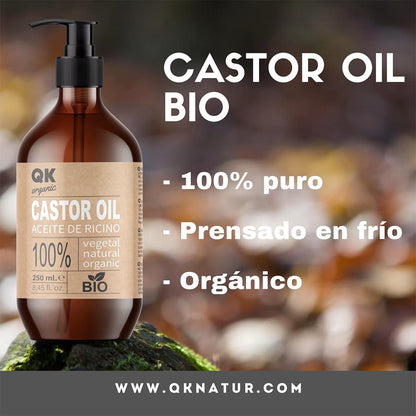 QKnatur ORGANISCHES RIZINÖL für Haare, Haut, Wimpern, Augenbrauen, Bart und Nägel