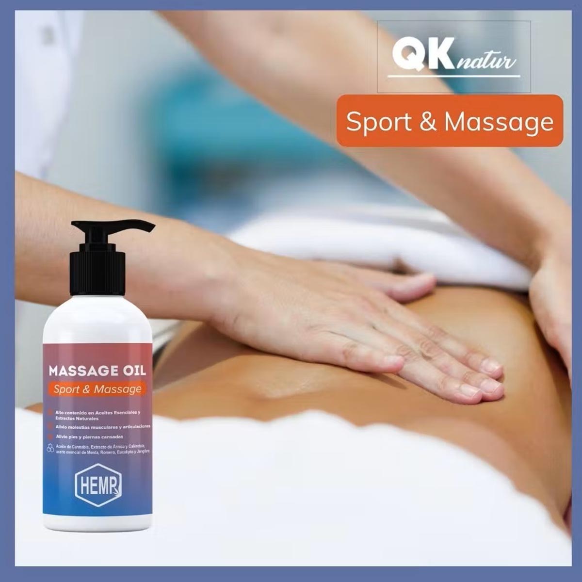 QKnatur Hanföl mit Arnika-Extrakt für die Muskelregenerationsmassage - 500 ml