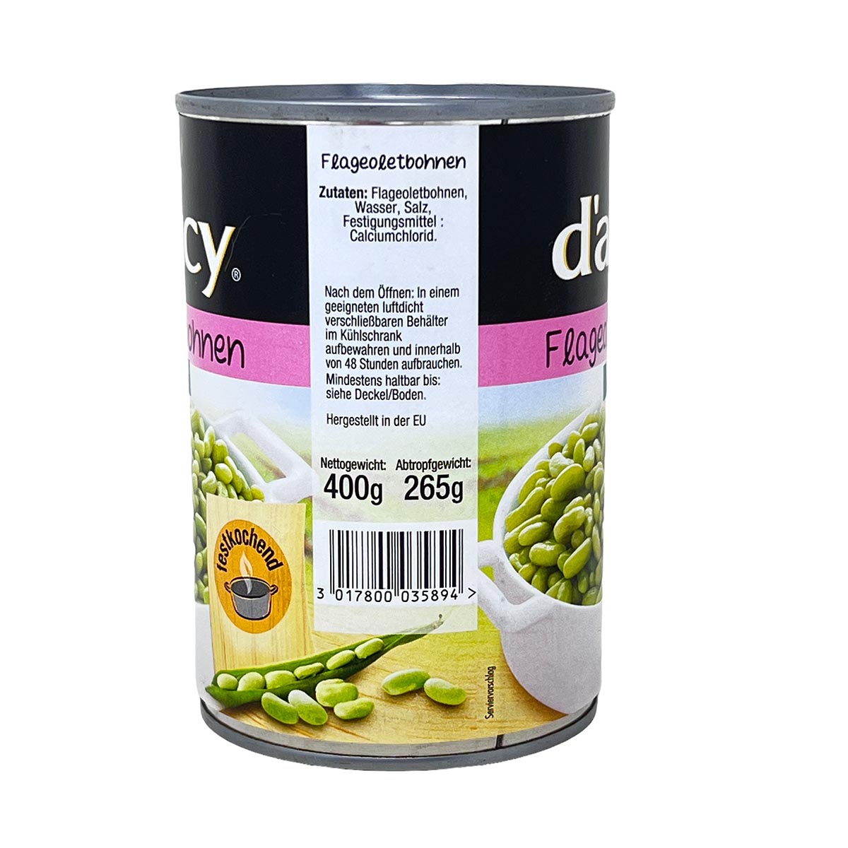 d'aucy Flageolets Grüne Bohnenkerne Fein 12 x 400 Gramm Dose