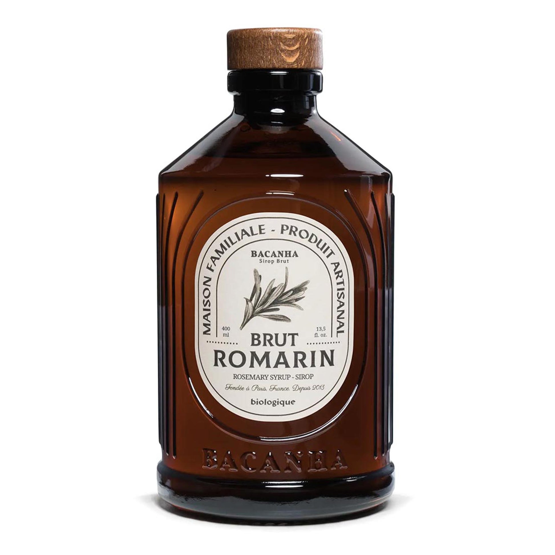 Bacanha Sirop Brut de Romarin Bio 400 ml – französischer Bio-Rosmarin-Sirup aus Bio-Rohrzucker in Glasflasche