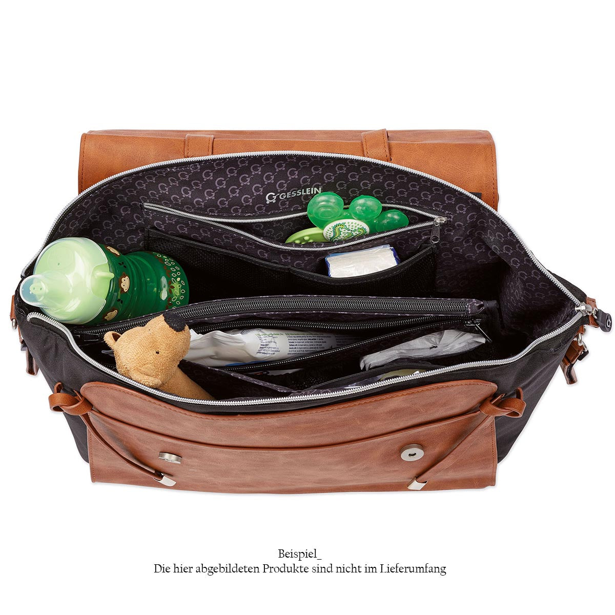 GESSLEIN Wickeltasche No. 4  Rucksack Tasche Beides in einem durchdachte Fächerabteilung