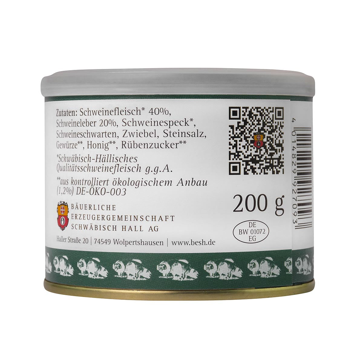 Erzeugergemeinschaft Echt Hällische Hausmacher Leberwurst in der Dose 200 Gr.