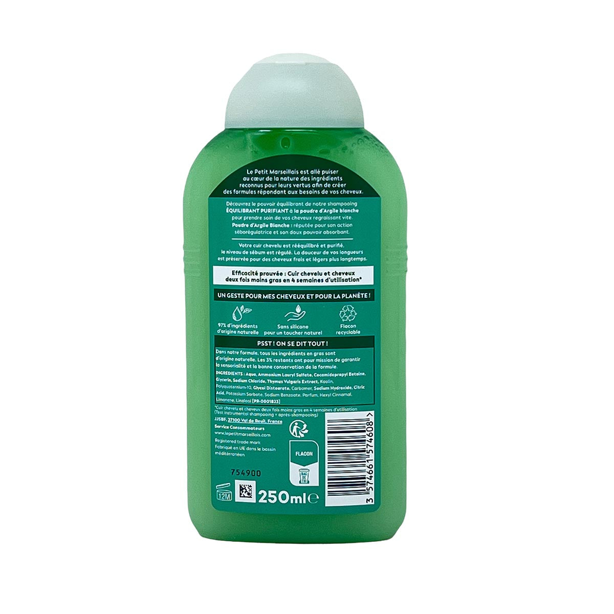 Le Petit Marseillais Shampoo mit weißem Tonpulver-Pflege für schnell fettendes Haar