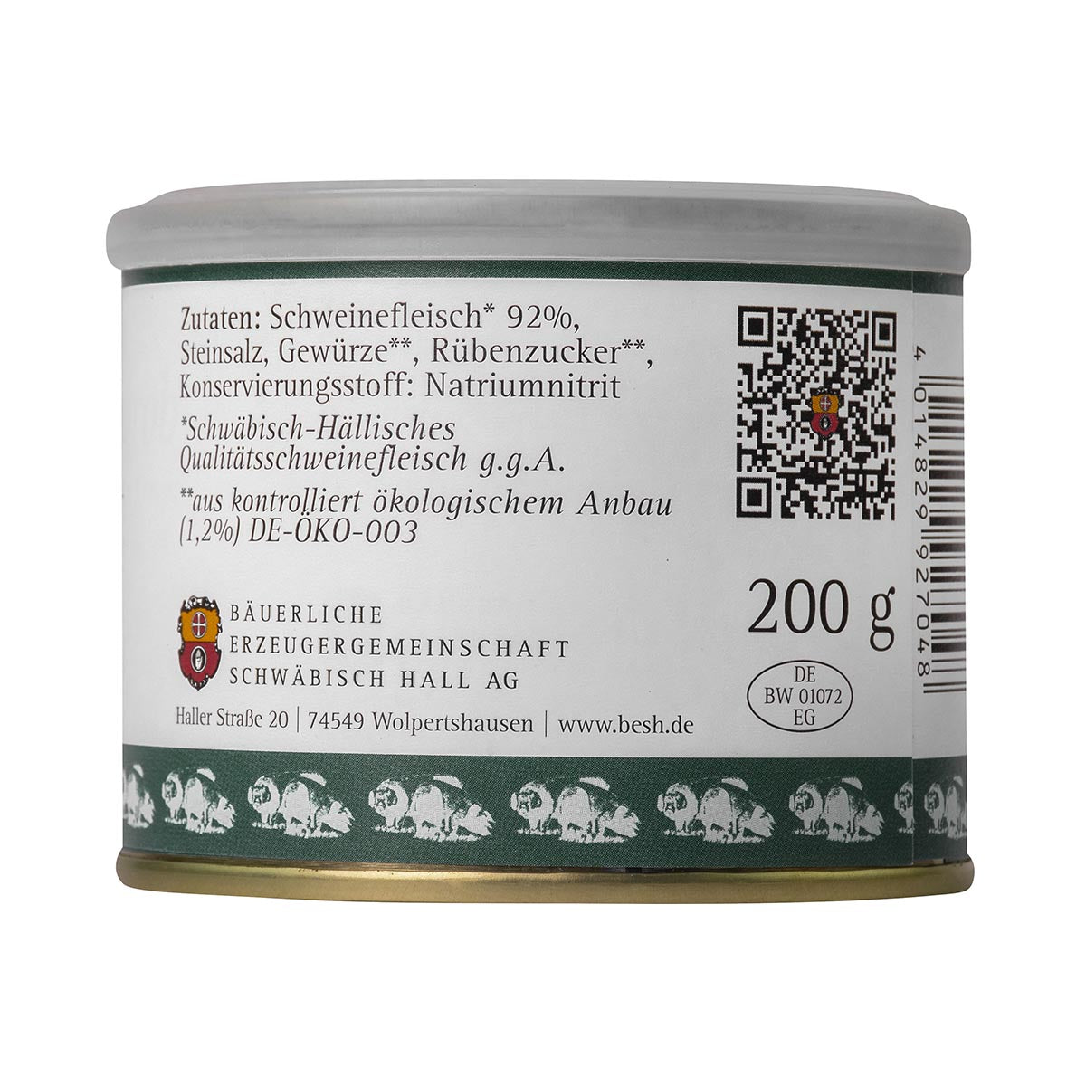 Schwäbisch Hall Echt Hällische Bratwurst grob in der Dose 200 Gramm