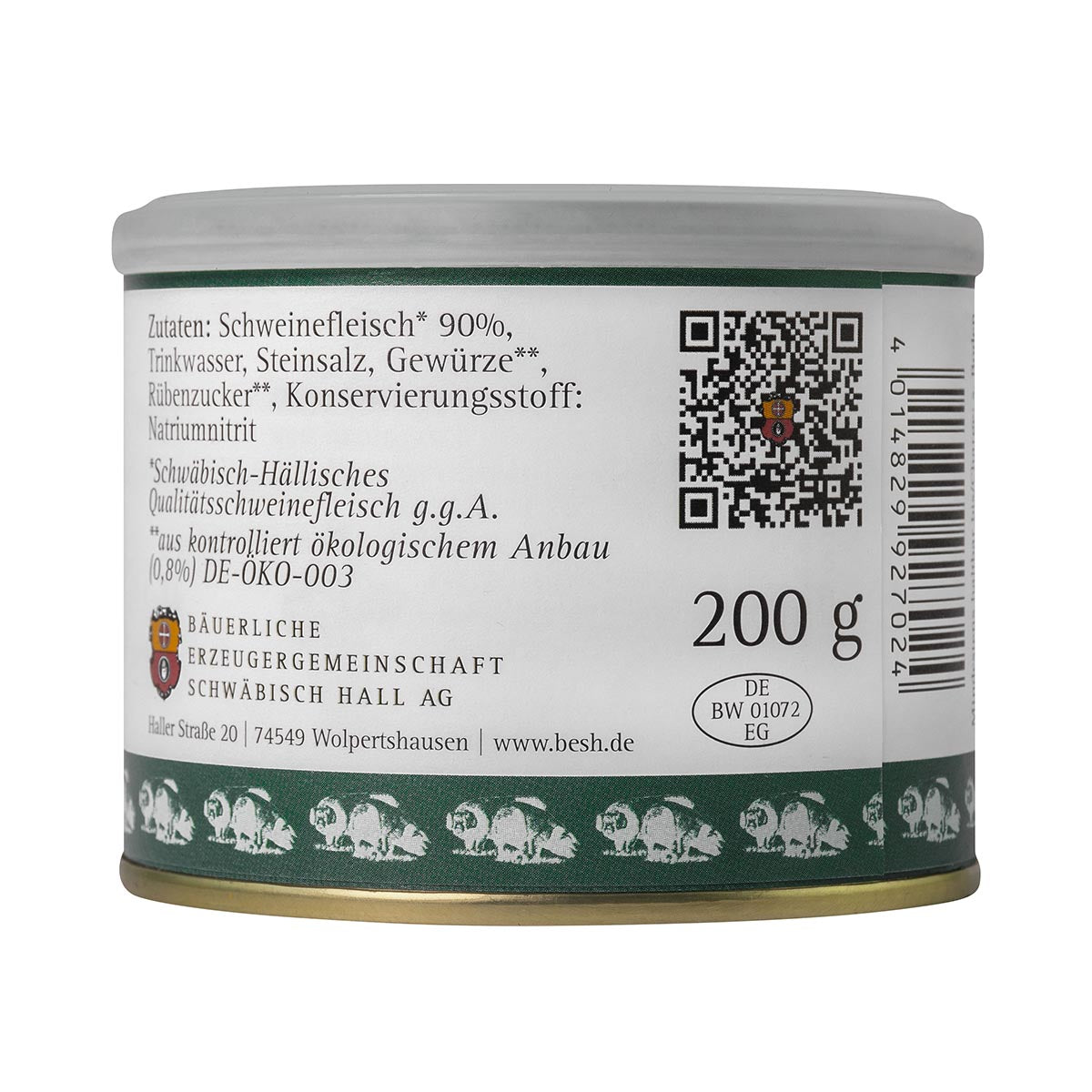 Bäuerliche Erzeugergemeinschaft Echt Hällischer Bierschinken in der Dose 200 Gramm