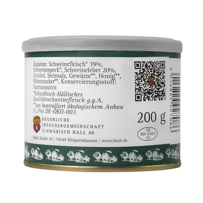 Bäuerliche Erzeugergemeinschaft  Echt Hällische Gutsleberwurst in der Dose 200 Gramm