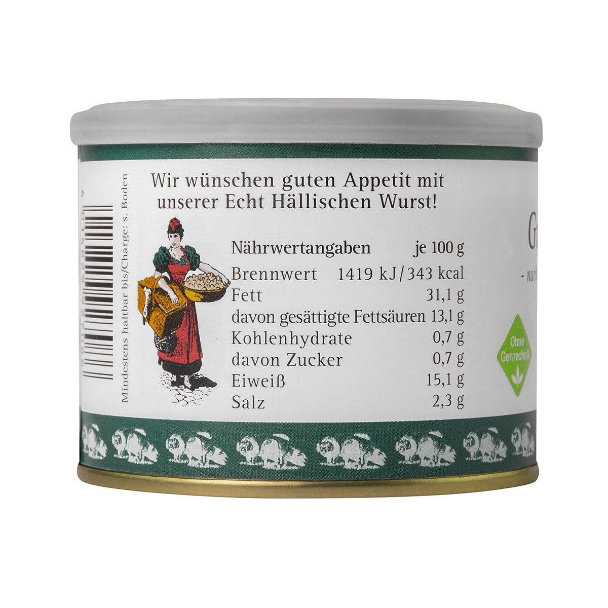Bäuerliche Erzeugergemeinschaft  Echt Hällische Gutsleberwurst in der Dose 200 Gramm