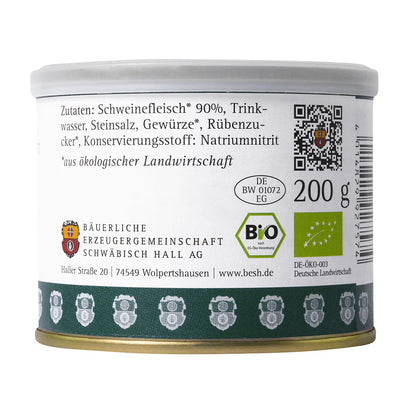 Bäuerliche Erzeugergemeinschaft - Echt Hällische BIO Schinkenwurst in der Dose 200Gr.