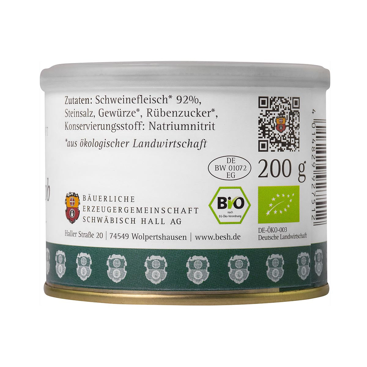 Bäuerliche Erzeugergemeinschaft - Echt Hällische BIO Bratwurst in der Dose 200 Gramm