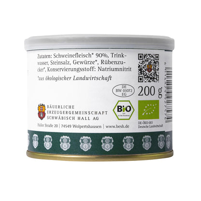 Bäuerliche Erzeugergemeinschaft Echt Hällischer BIO Bierschinken in der Dose 200 Gr.