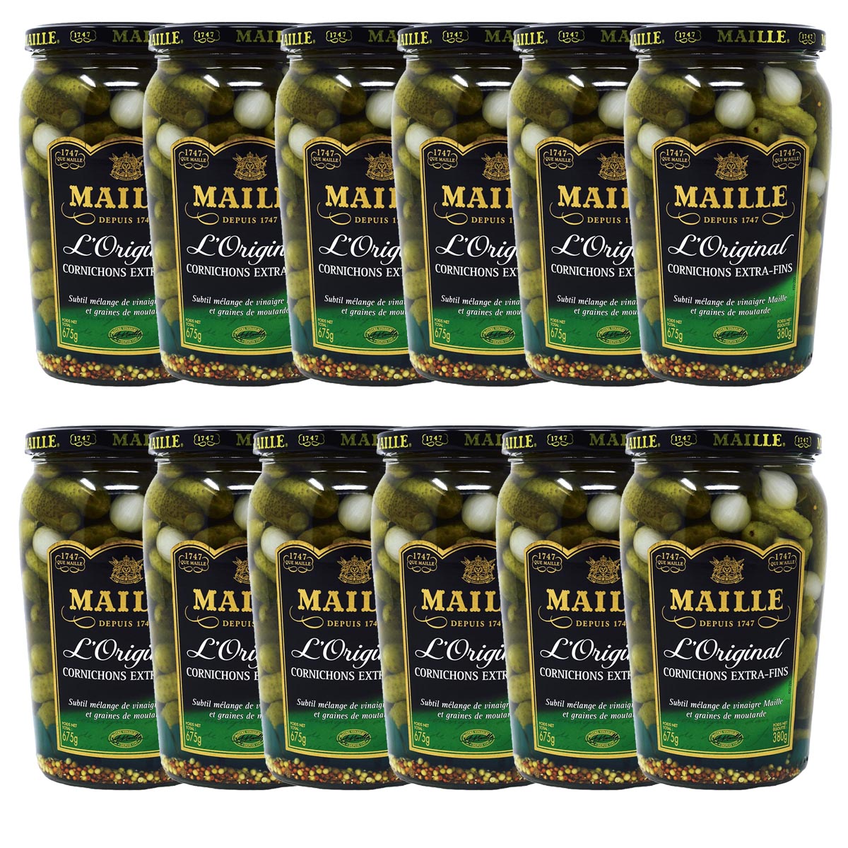 Maille Mini Gurken Cornichons Extra fein L'Original Cornichons Extra-Fins 12x675g