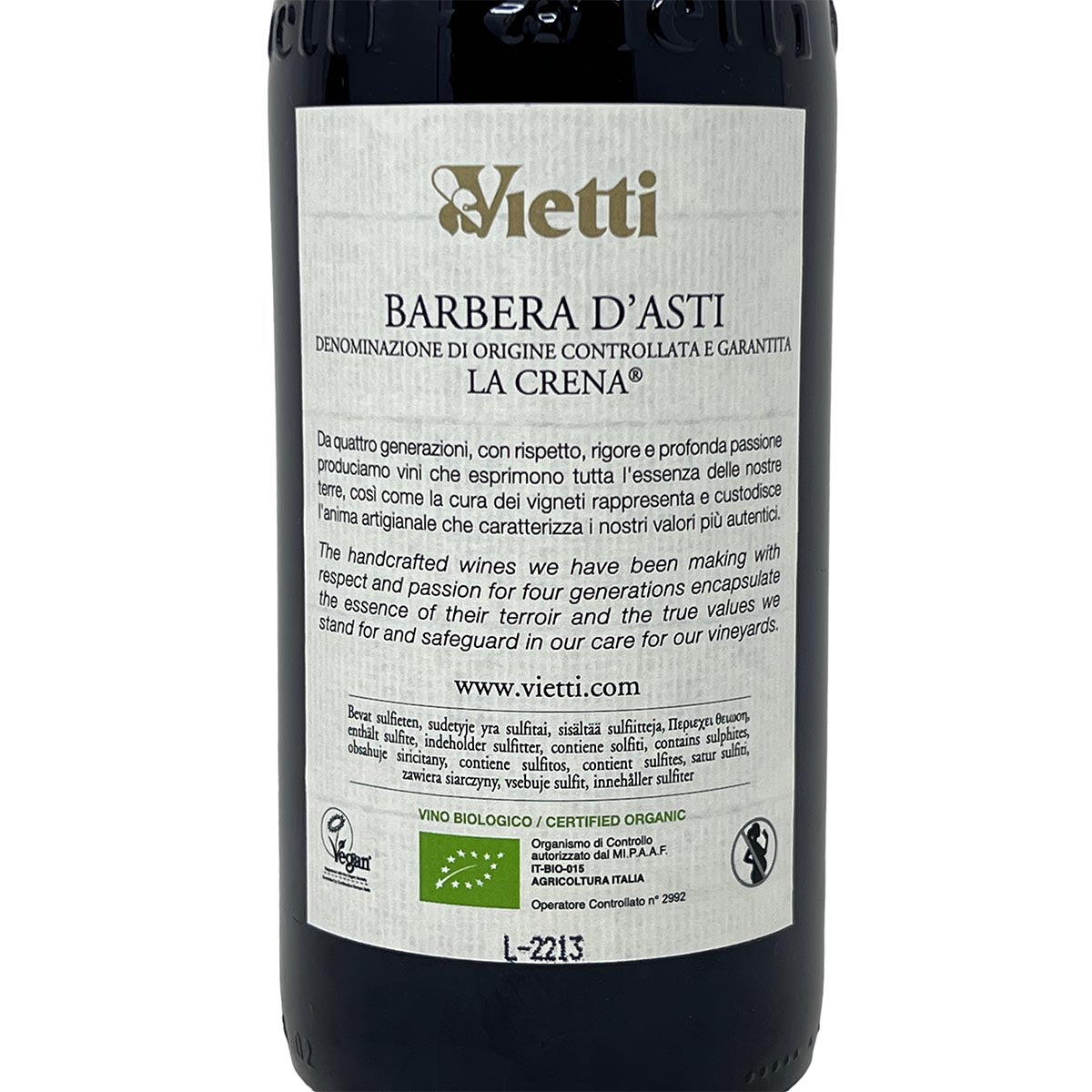 Vietti Barbera d’Asti DOCG ‚La Crena‘ 2020 - Feinster Rotwein aus Piemont  - Bio