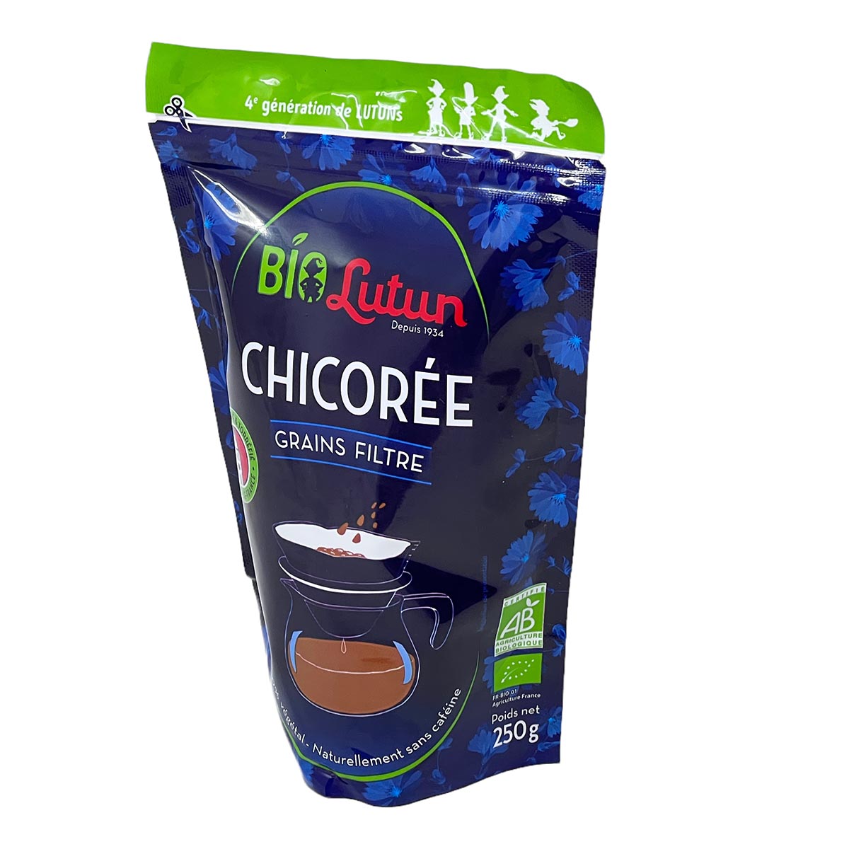 LUTUN Bio Chicorée Körner geröstet – Koffeinfrei aus Zichorie, 250 gramm